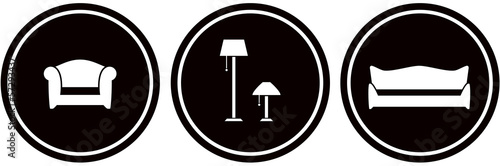 set black isolated interior icons