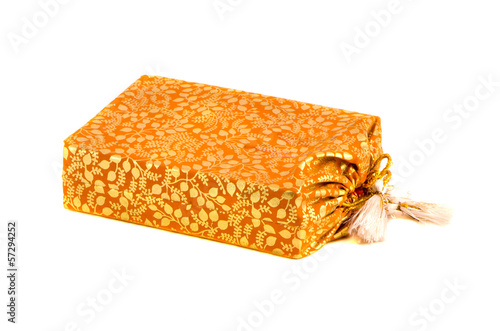indian silk sack for tea isolated on white