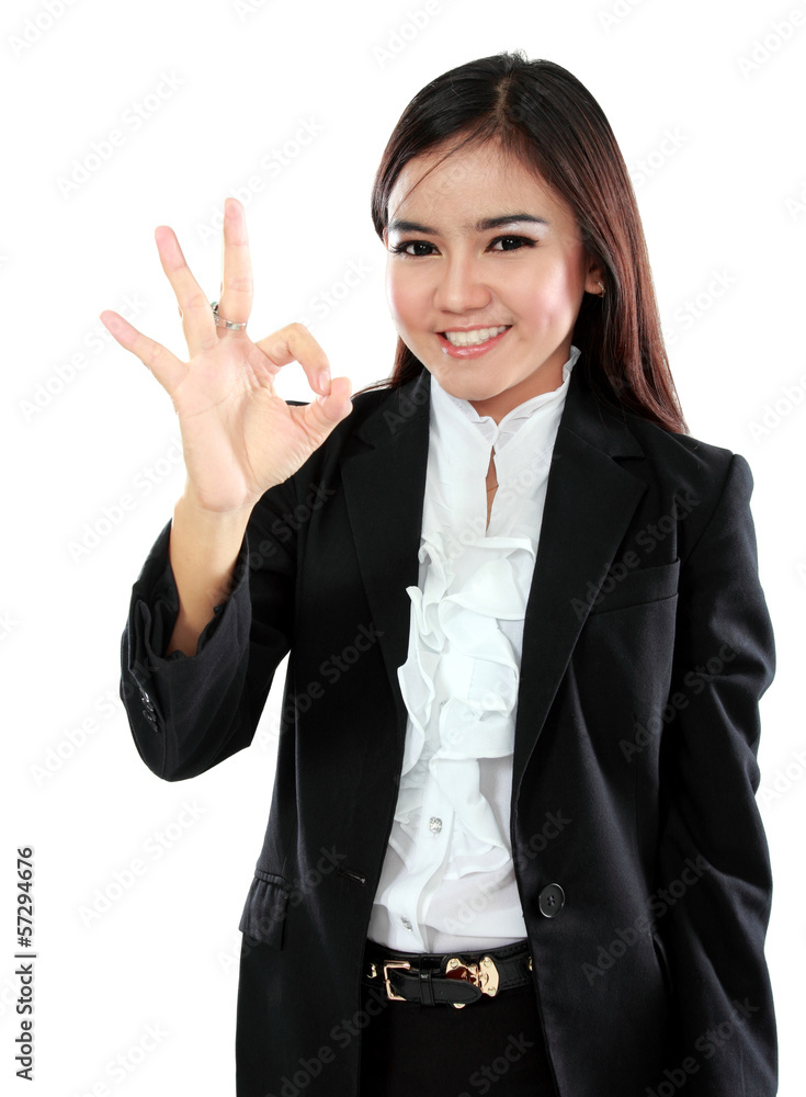 Business asian woman with ok hand sign Business asian woman with ok hand sign