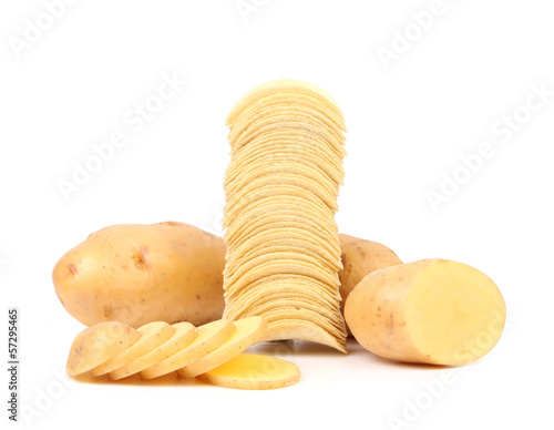 Arrangement of chips and chopped potato