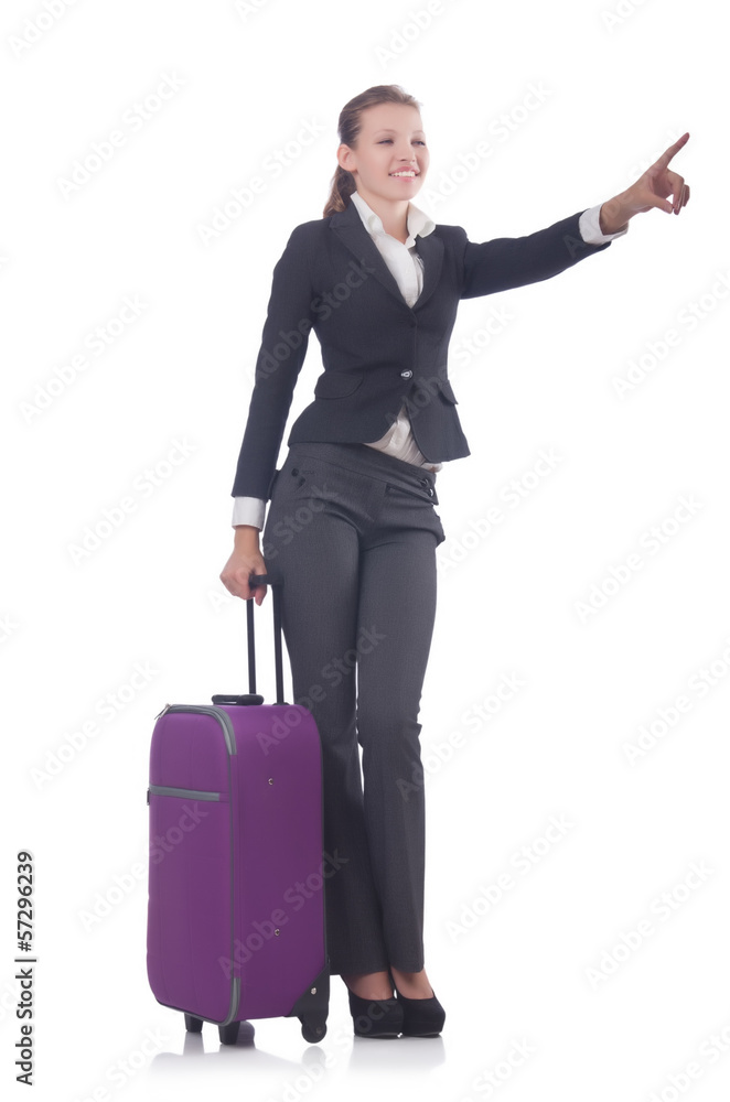 Businesswoman travelling isolated on white Businesswoman travelling isolated on white