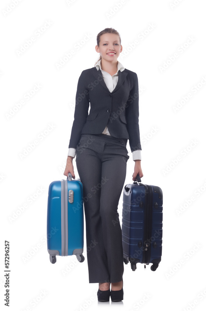 Businesswoman travelling isolated on white Businesswoman travelling isolated on white