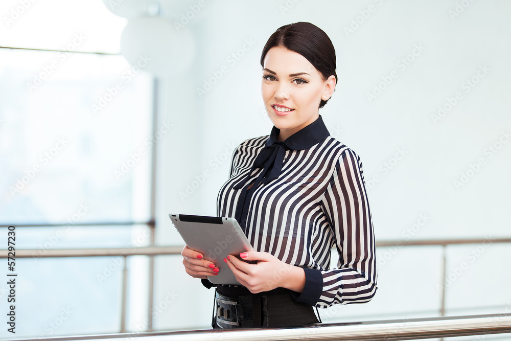 Portrait of business woman with paper folder Portrait of business woman with paper folder