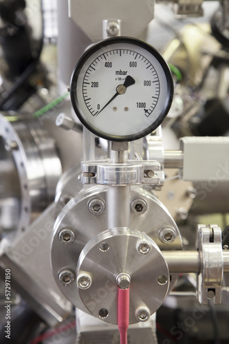 Manometer, precise instrument in nuclear laboratory, close up