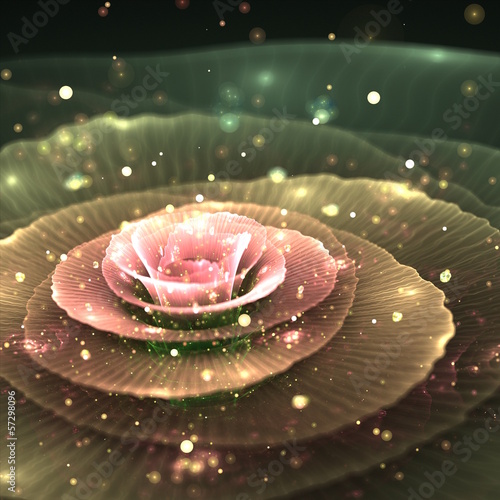 magic fractal flower with droplets of water