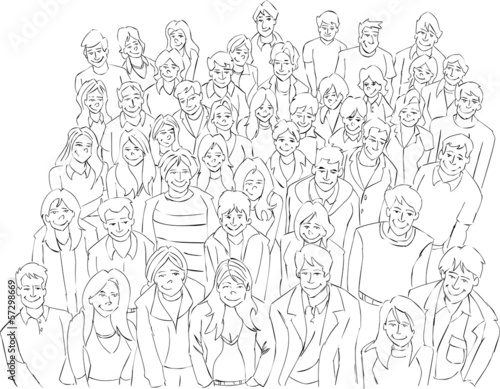 Crowd of business people smiling