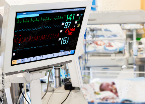 Patients monitor in neonatal ICU photo