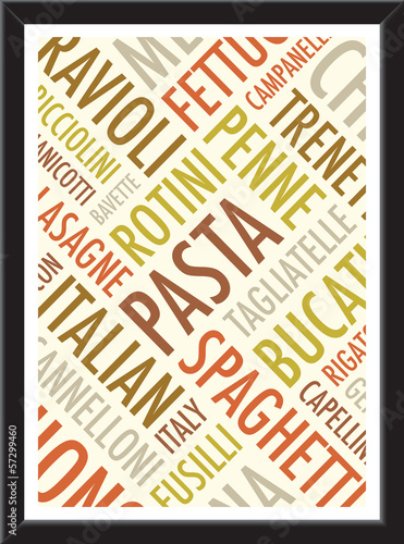 a4 pasta background on a black frame