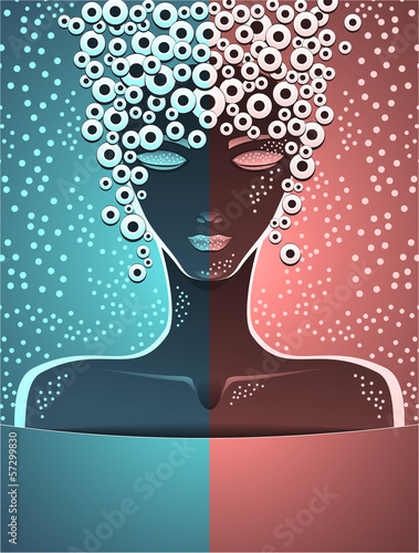 Style Dark Blue Brown Girl for advertising