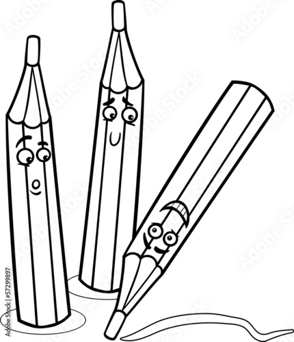 crayons cartoon illustration coloring page