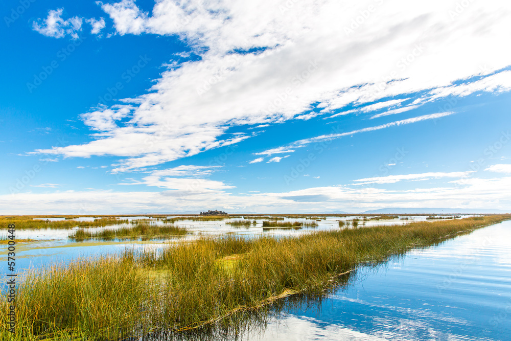 Fototapeta premium Lake Titicaca,South America, located on border of Peru