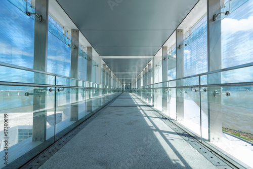 glass corridor in office centre