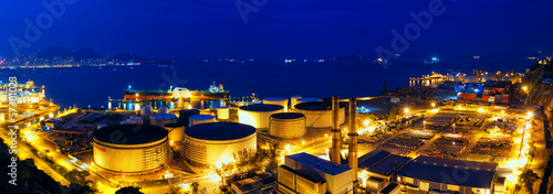 Canvas Print Oil tanks at night , hongkong