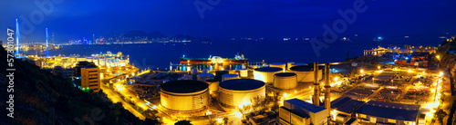 Canvas Print Oil tanks at night , hongkong