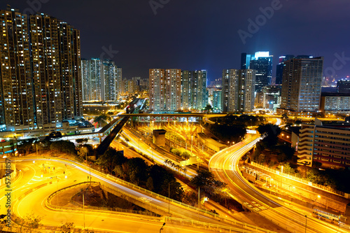 highway and traffic at night  hongkong