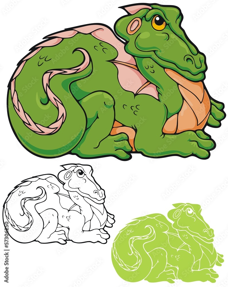 Naklejka premium Smug little froggy dragon.