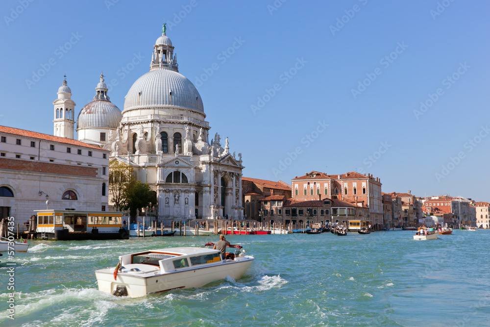 Venice, Italy. Basilica Santa Maria della Salute and Grand Canal