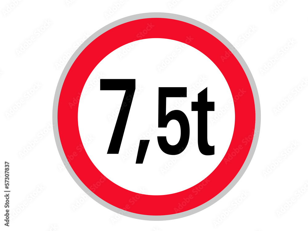 Verkehrszeichen Verbot F r Fahrzeuge ber 7 5 T Gewicht Stock 