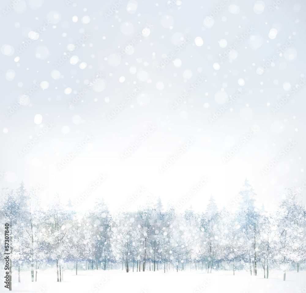 Vector of winter scene with forest background. Vector of winter scene with forest background.