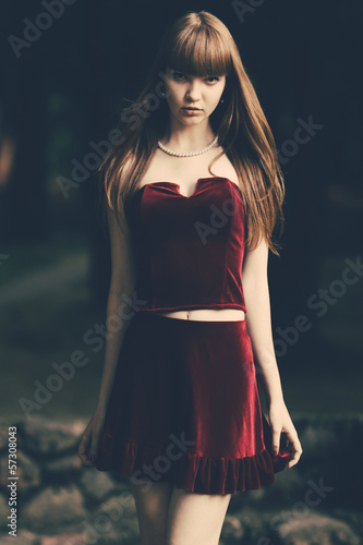 Beautiful young girl with long hair portrait