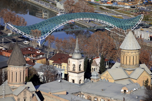 Tbilisi City View Sioni Cathedral and peace bridge photo