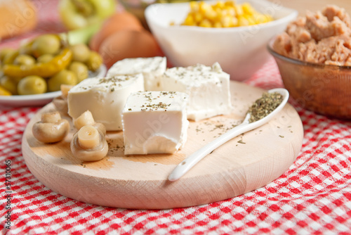 Feta cheese with mushrooms