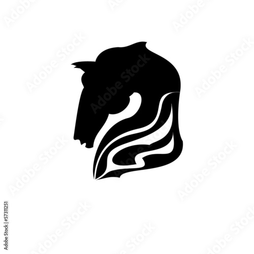 vector illustration of horse head icon outline