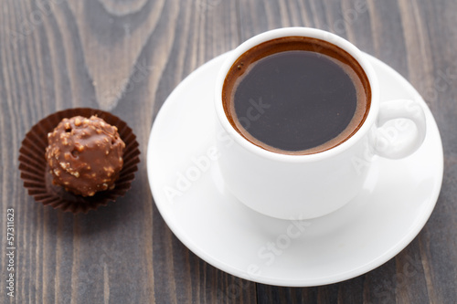 Cup of coffee and chocolate
