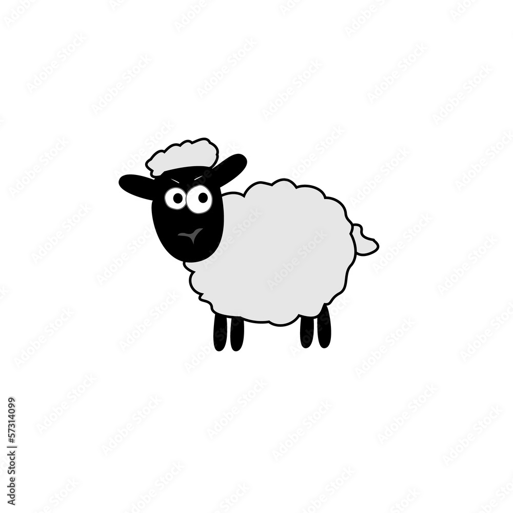 Obraz premium vector illustration of white sheep outline