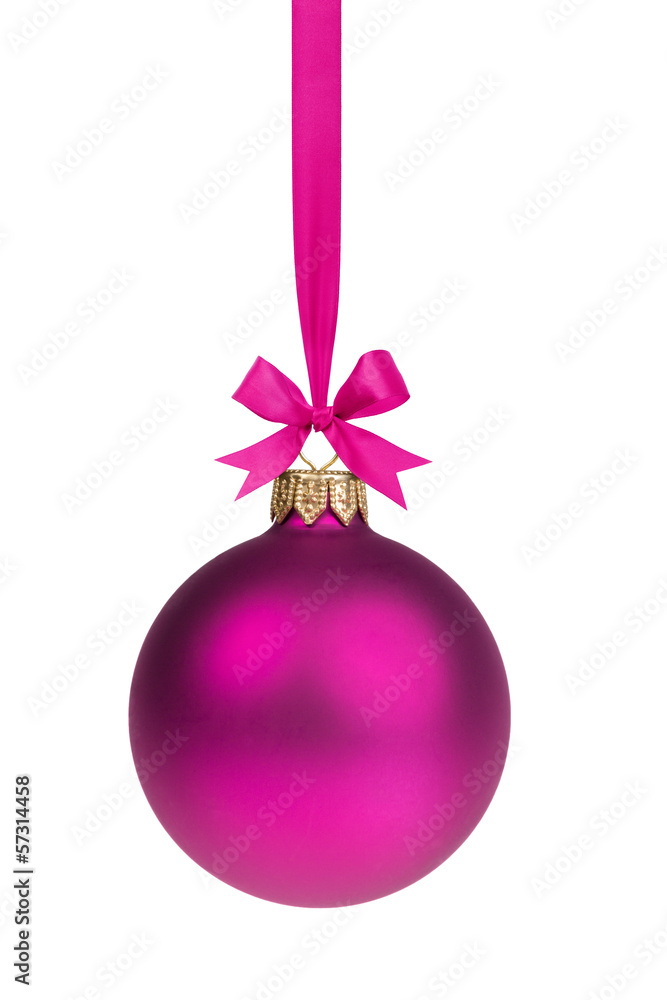 single simple purple christmas ball hanging on ribbon single simple purple christmas ball hanging on ribbon