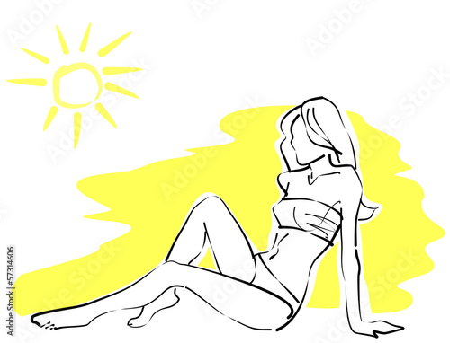 Woman sunbathing on the beach
