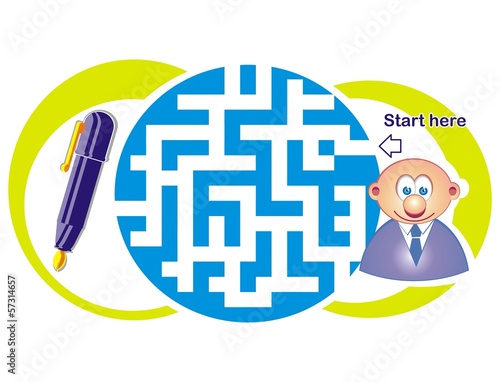 Maze game: clerk and pen