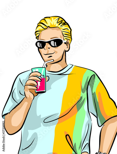 Young guy drinking a soda