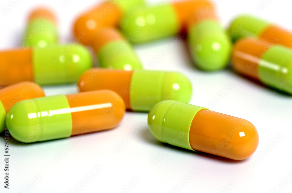 Colorful pills on white background Colorful pills on white background