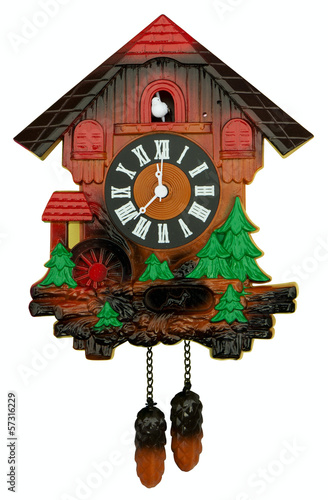 Old cuckoo clock. Clipping path included.