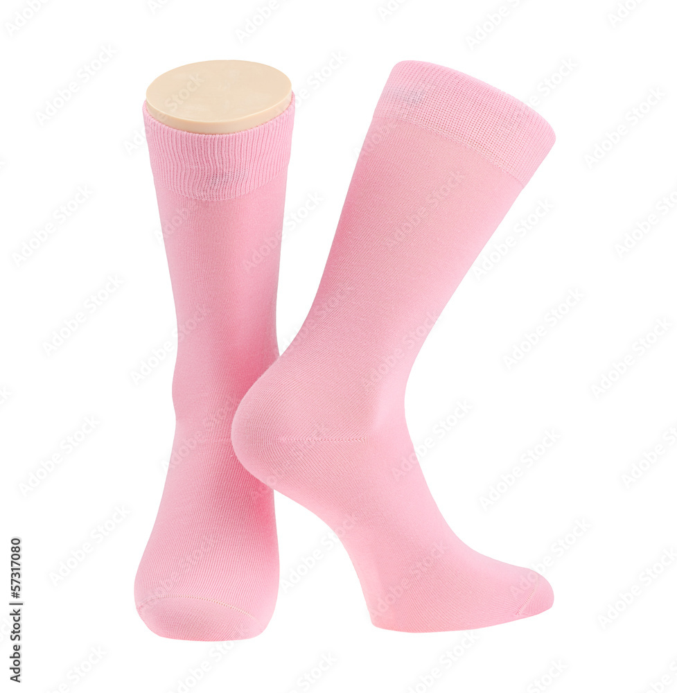 Pink socks over white Pink socks over white