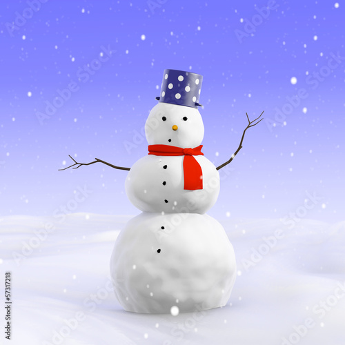 3d Simple worried snowman © nkovac