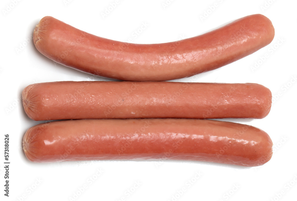 three sausage on a white background three sausage on a white background