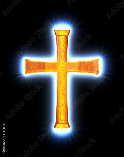 Glowing amber cross