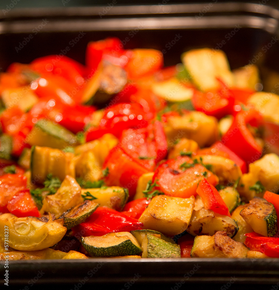 Pan of Cooked Vegetables Pan of Cooked Vegetables