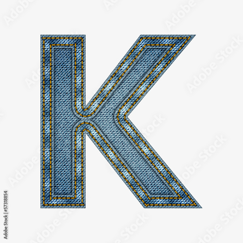 Isolated alphabet made from jeans fabric