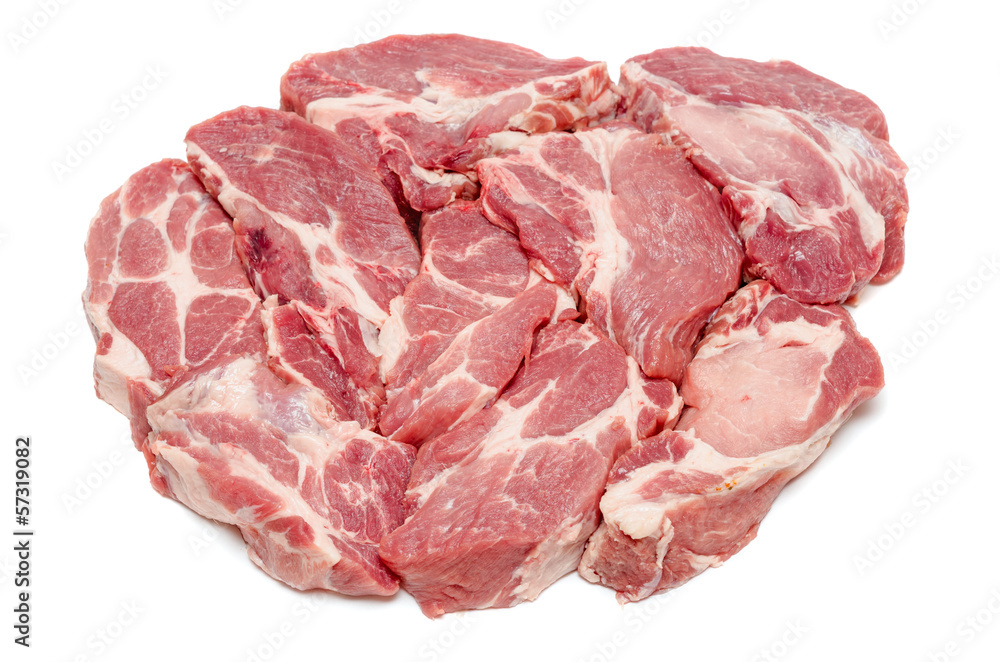 Pieces of fresh raw meat isolated