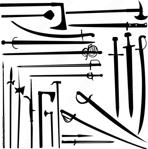 swords and knifes silhouettes - vector