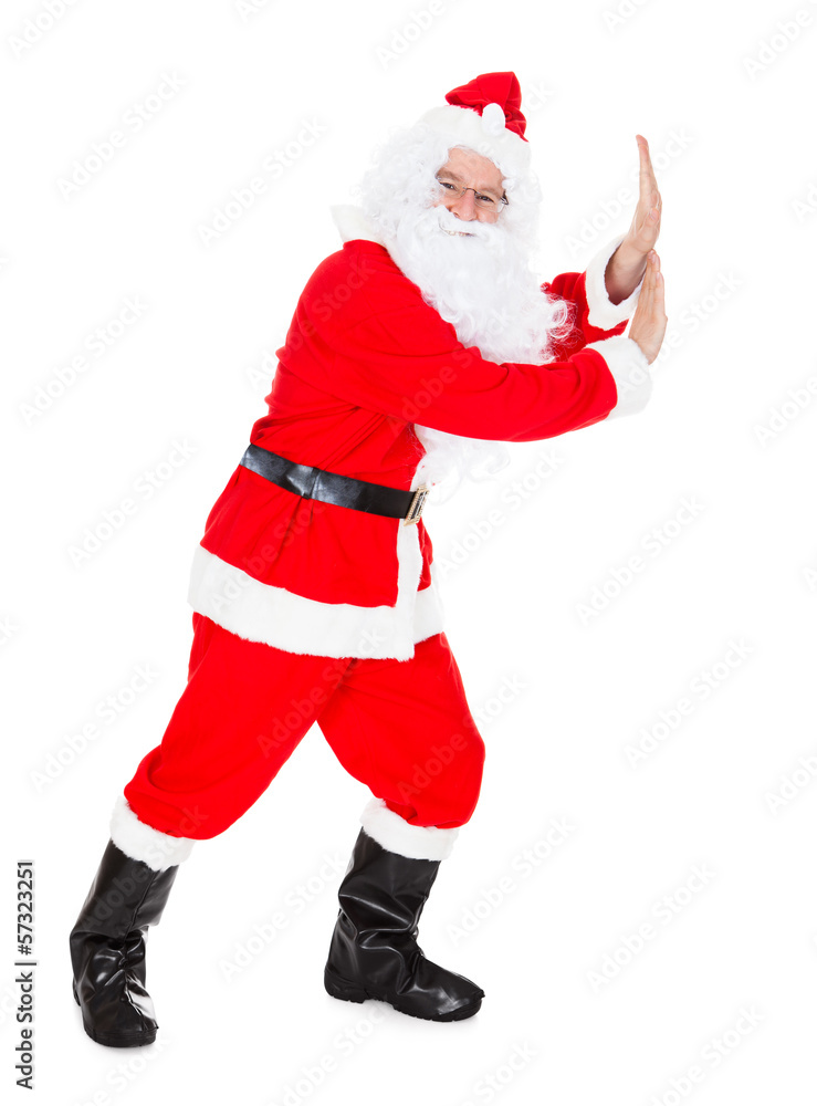 Portrait Of Santa Claus Pushing Portrait Of Santa Claus Pushing