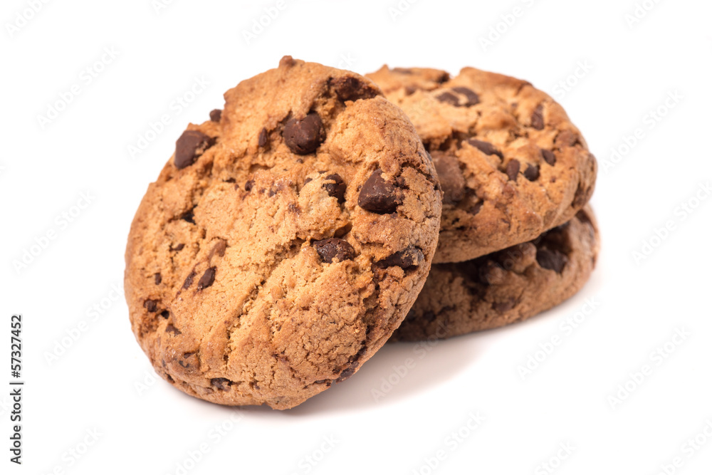 chocolate chip cookie isolated on white background chocolate chip cookie isolated on white background