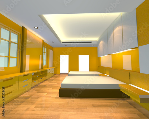 ineterior design bedroom yellow theme photo