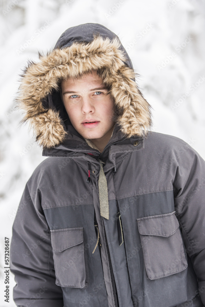 Attractive young adult man in winter clothes Attractive young adult man in winter clothes