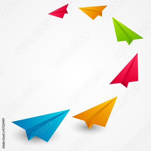 Color paper airplanes - vector illustration