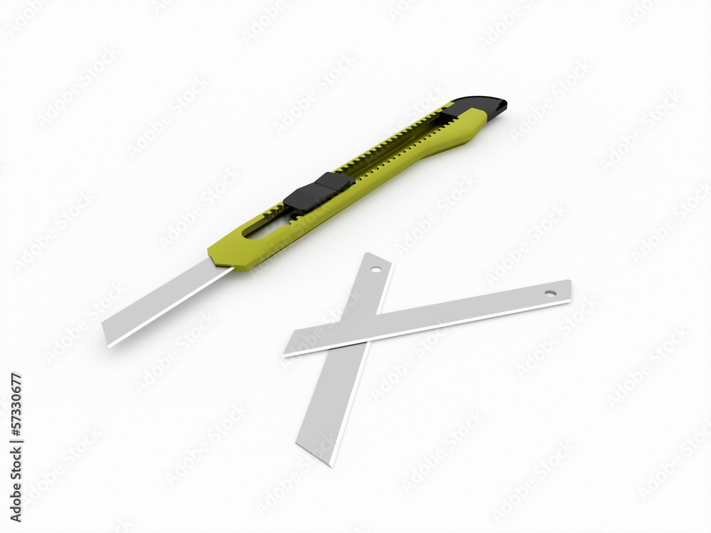 Green paper cutter isolated Green paper cutter isolated