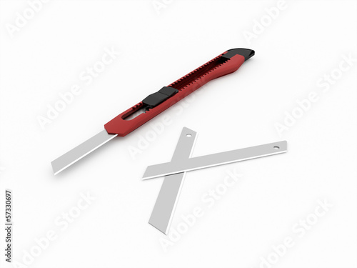 Red cutter for paper isolated on white